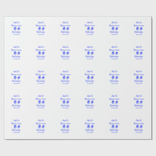 Papier Cadeau Berry deux anniversaire bleu berry ajouter nom dat