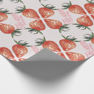 Papier Cadeau Berry fraise Nom du premier anniversaire