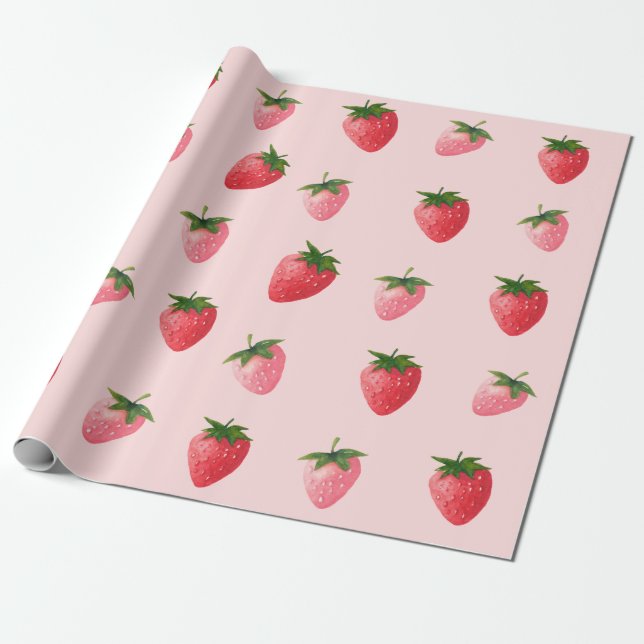 Papier Cadeau Berry fraise Premier anniversaire (Déroulé)