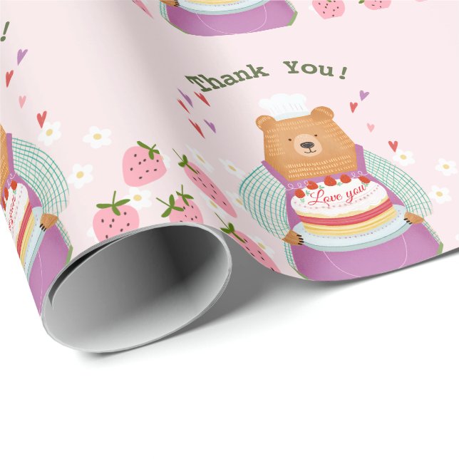 Papier Cadeau Berry Lovely Premier anniversaire (Coin rond)
