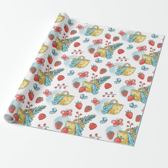 Papier Cadeau Berry Premier cadeau d'anniversaire (Déroulé)