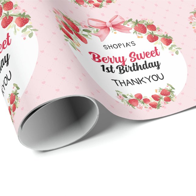 Papier Cadeau Berry Sweet 1er anniversaire (Coin rond)
