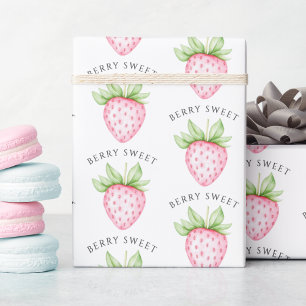 Papier Cadeau Berry Sweet Aquarelle Fraise Baby shower fille