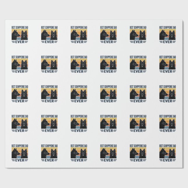 Papier Cadeau Best Schipperke Dad Ever Retro Dog Vector Design_1 (Plat)
