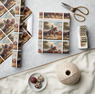 Papier Cadeau Bétail d'élevage de cowboys à cheval