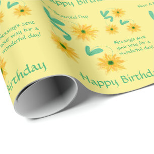 Papier Cadeau Beurre Jaune Art Floral Anniversaire Cadeau