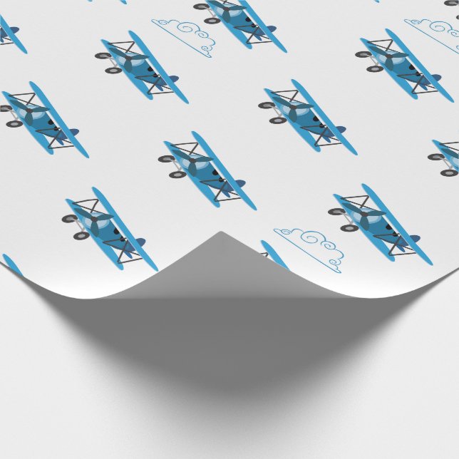 Papier Cadeau Bi-Avion Dans Les Nuages Emballage D'Avion (Coin)
