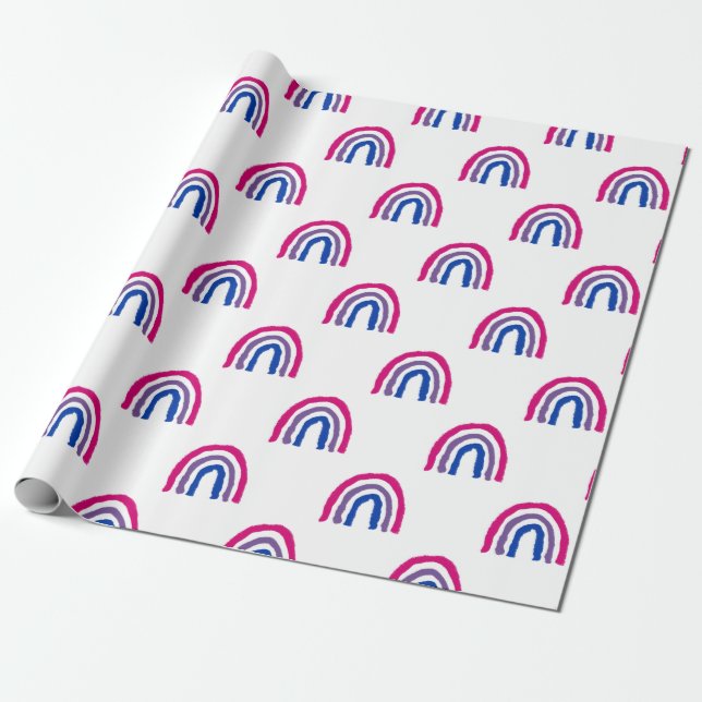 Papier Cadeau Bi Bisexual Pride Crayon Peint Arc-en-ciel (Déroulé)