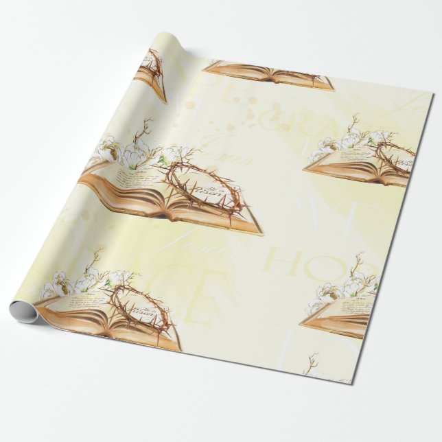 Papier Cadeau Bible aquarelle religieuse (Déroulé)