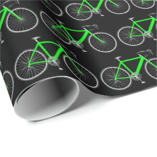Papier Cadeau bicyclette verte sur papier d'emballage noir