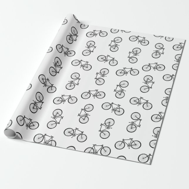 Papier Cadeau Bicyclettes éparpillées Imprimer Motif PERSONNALIS (Déroulé)