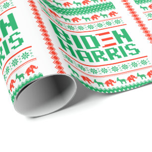Papier Cadeau BIDEN HARRIS UGLY CHRISTMAS SWEATER (Vert)