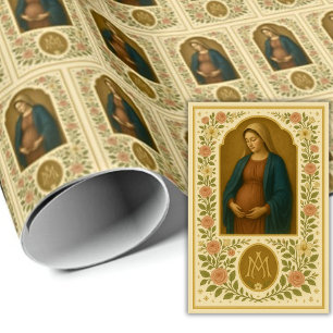 Papier Cadeau Bienheureuse Mère qui attend un enfant victorien F