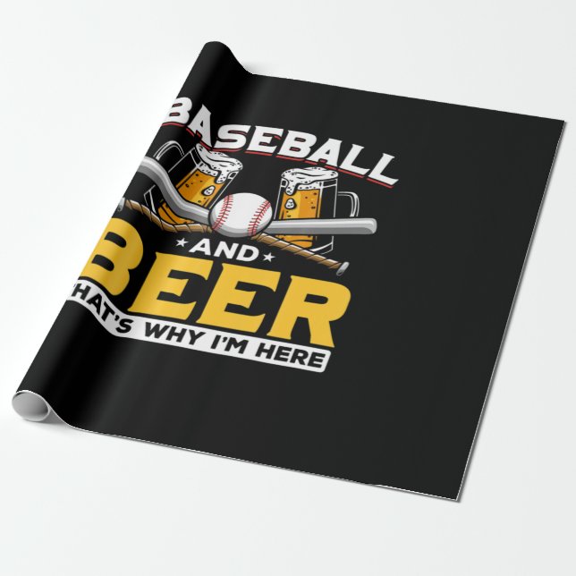Papier Cadeau Bière Boveur Baseball Bière Humour Anniversaire (Déroulé)