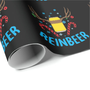 Papier Cadeau Bière et rennes à Noël