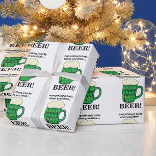 Papier Cadeau Bière Verte Chanceux St Patrick Bière Verte