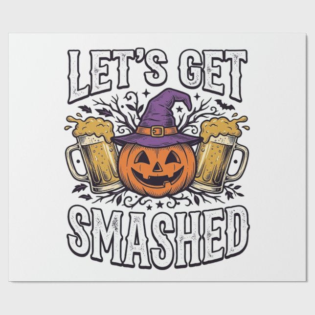 Papier Cadeau Bièredecitrouille Halloween défonçons-nous (Plat)