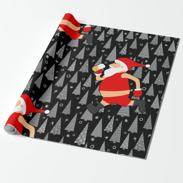 Papier Cadeau bières amusantes santa claus (Déroulé)