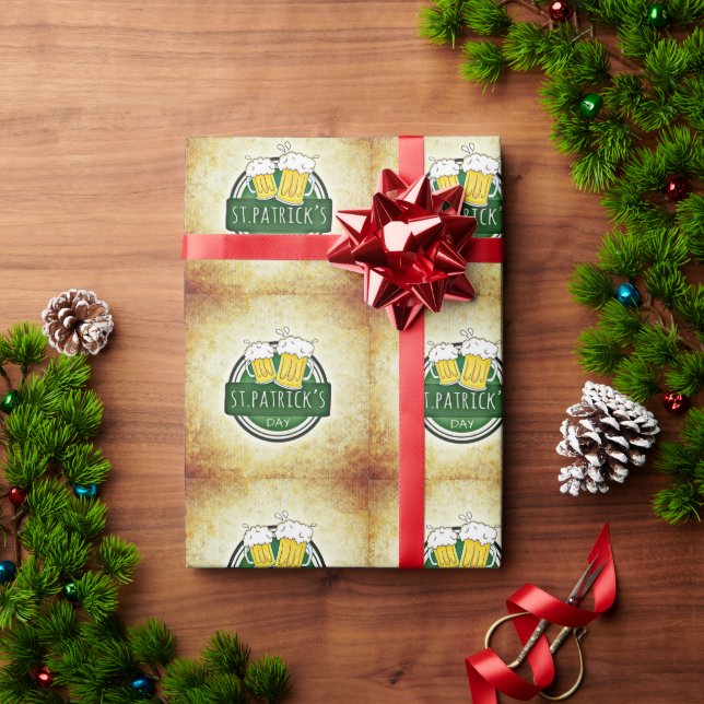 Papier Cadeau Bières de la Saint-Patrick (Cadeau de vacances)