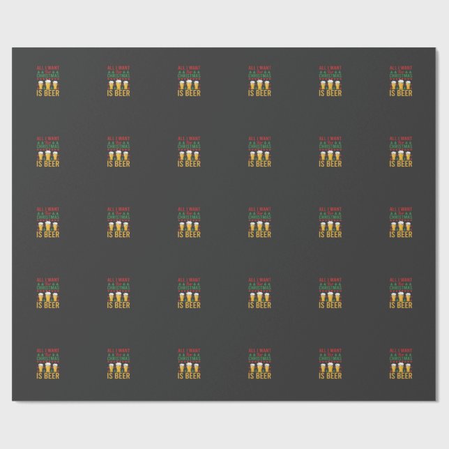 Papier Cadeau Bières de Noël Fêtes de fin d'année (Plat)