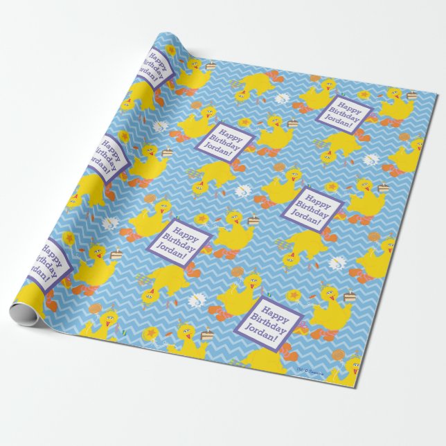 Papier Cadeau Big Bird Party Chevron Motif (Déroulé)