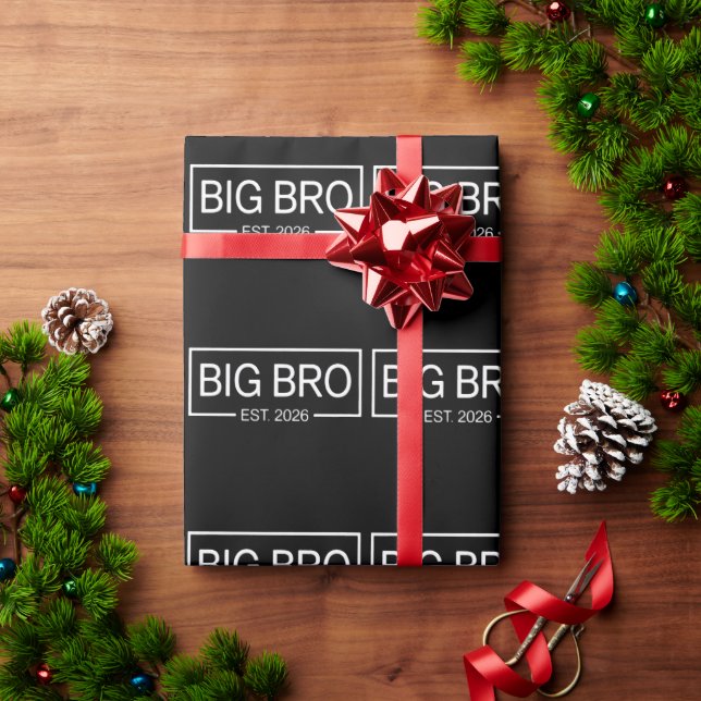 Papier Cadeau Big Bro Est. 2026 New Big Brother Pregnancy Baby (Cadeau de vacances)