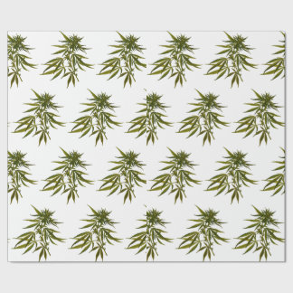 Papier Cadeau Big Green Buds sur Blanc Personnalisé