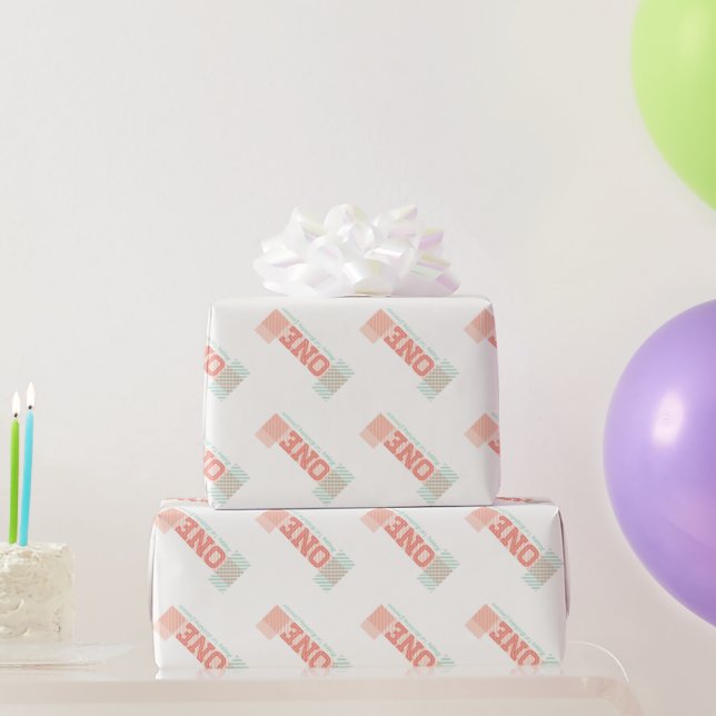 Papier Cadeau Big Number 1 Stripes Girl 1er Anniversaire Envelop (Cadeaux de fête)