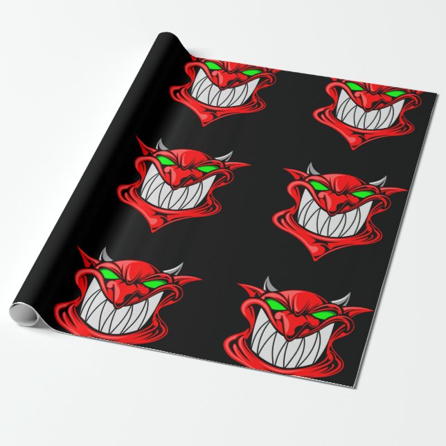 Papier Cadeau Big Red Devil sur Black (Déroulé)