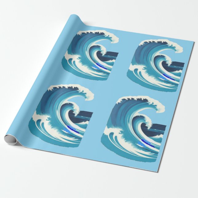Papier Cadeau Big Wave Surfer Thunder_Cove (Déroulé)