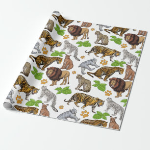 Papier Cadeau Big Wild Cats collage design motif