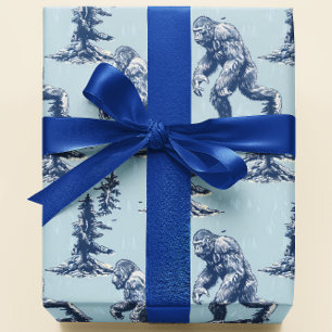 Papier Cadeau Bigfoot bleu dans la forêt