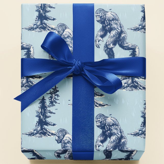 Papier Cadeau Bigfoot bleu dans la forêt (Créateur téléchargé)