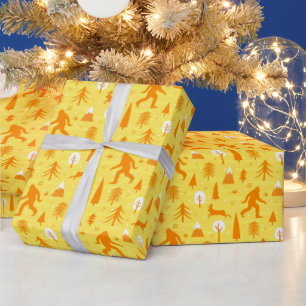 Papier Cadeau Bigfoot et Jackalope dans le motif de bois YelOrg