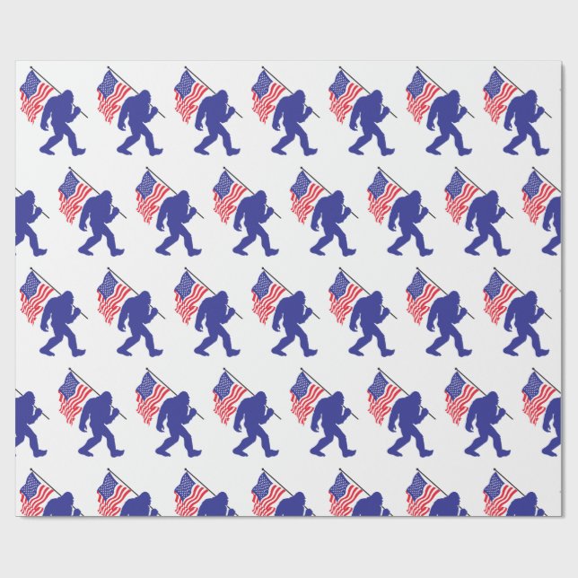 Papier Cadeau Bigfoot portant le drapeau américain (Plat)
