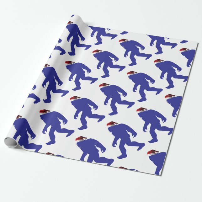 Papier Cadeau Bigfoot porte un Casquette du Père Noël (Déroulé)