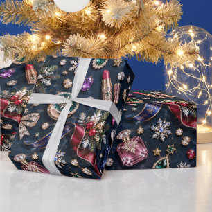 Papier Cadeau Bijou Cosmétiques Midnight Navy Noël