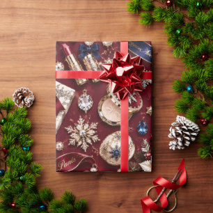 Papier Cadeau Bijoux de Noël Bourguignons Parisiens Navy
