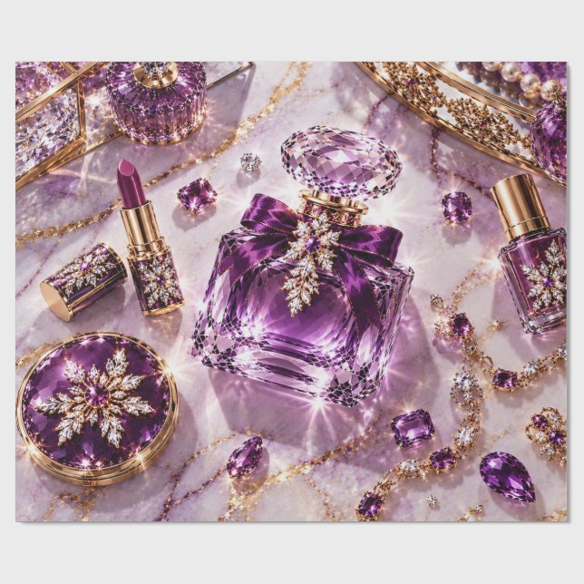 Papier Cadeau Bijoux de Parfum Violet Améthyste (Plat)