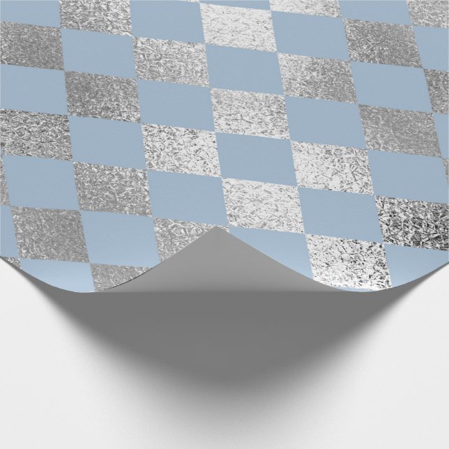 Papier Cadeau Bijoux Diamond Carrés Blue Silver Vip (Coin)