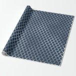 Papier Cadeau Bijoux Quatrefoil Art Déco Blue Navy Argent<br><div class="desc">Minimalisme et élégance Glam et papier d'enveloppement chic et délicat</div>
