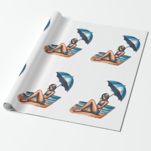 Papier Cadeau Bikini Girl Beach Napping Thunder_Cove