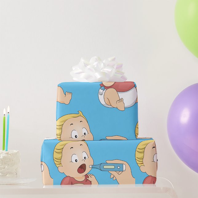 Papier Cadeau Bilan de la température du bébé Santé pédiatrique (Créateur téléchargé)