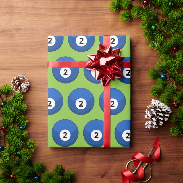 Papier Cadeau Billard bleu numéro deux Motif (Cadeau de vacances)