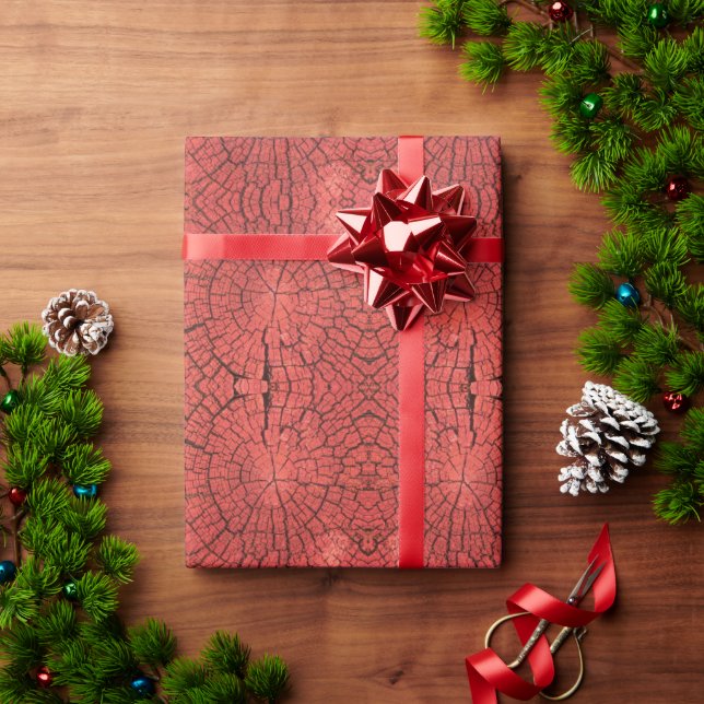 Papier Cadeau Bille de bois séchée Coupe transversale Bois rouge (Cadeau de vacances)