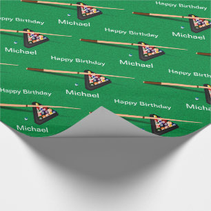 Papier Cadeau Billiard Balls Pool Stick Personnalisé Anniversai