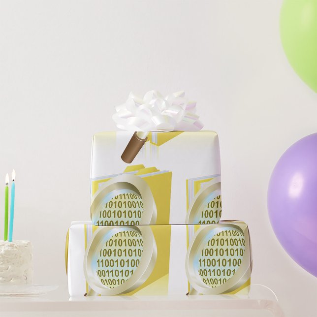 Papier Cadeau Binary Data Magnification de verre Recherche de fi (Créateur téléchargé)