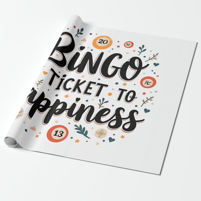 Papier Cadeau Bingo est mon billet pour le bonheur Funny Bingo J (Déroulé)