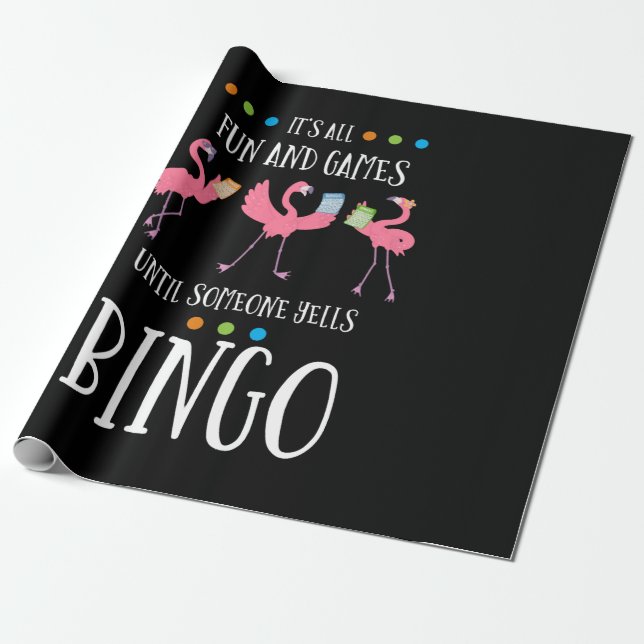 Papier Cadeau Bingo Player, Flamingo, Bingo Balls (Déroulé)