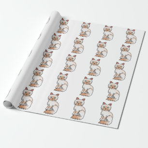 Papier Cadeau Birman / Ragdoll Point Rouge Motif de Chat Mignon